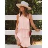 image:imageZESICA Womens 2025 Summer Sleeveless Mini Dress Boho One Shoulder Ruffle Tiered Layered Flowy A Line DressesPink