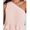 image:imageZESICA Womens 2025 Summer Sleeveless Mini Dress Boho One Shoulder Ruffle Tiered Layered Flowy A Line DressesPink