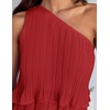 image:imageZESICA Womens 2025 Summer Sleeveless Mini Dress Boho One Shoulder Ruffle Tiered Layered Flowy A Line DressesRed