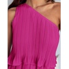 image:imageZESICA Womens 2025 Summer Sleeveless Mini Dress Boho One Shoulder Ruffle Tiered Layered Flowy A Line DressesRose