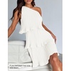 image:imageZESICA Womens 2025 Summer Sleeveless Mini Dress Boho One Shoulder Ruffle Tiered Layered Flowy A Line DressesWhite