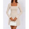image:imageZESICA Womens 2026 Fall Elegant Long Sleeve Bodycon Mini DressApricot