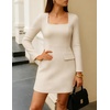 image:imageZESICA Womens 2026 Fall Elegant Long Sleeve Bodycon Mini DressApricot