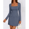 image:imageZESICA Womens 2026 Fall Elegant Long Sleeve Bodycon Mini DressDusty Blue