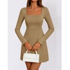 image:imageZESICA Womens 2026 Fall Elegant Long Sleeve Bodycon Mini DressKhaki