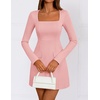 image:imageZESICA Womens 2026 Fall Elegant Long Sleeve Bodycon Mini DressPink