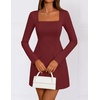 image:imageZESICA Womens 2026 Fall Elegant Long Sleeve Bodycon Mini DressWine