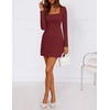 image:imageZESICA Womens 2026 Fall Elegant Long Sleeve Bodycon Mini DressWine