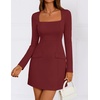 image:imageZESICA Womens 2026 Fall Elegant Long Sleeve Bodycon Mini DressWine