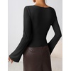 image:imageZESICA Womens 2026 Fall Long Sleeve Asymmetrical Y2K Going Out TopsBlack