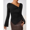 image:imageZESICA Womens 2026 Fall Long Sleeve Asymmetrical Y2K Going Out TopsBlack