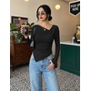 image:imageZESICA Womens 2026 Fall Long Sleeve Asymmetrical Y2K Going Out TopsBlack