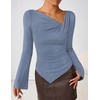 image:imageZESICA Womens 2026 Fall Long Sleeve Asymmetrical Y2K Going Out TopsBlue