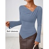 image:imageZESICA Womens 2026 Fall Long Sleeve Asymmetrical Y2K Going Out TopsBlue