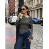 image:imageZESICA Womens 2026 Fall Long Sleeve Asymmetrical Y2K Going Out TopsGrey