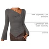 image:imageZESICA Womens 2026 Fall Long Sleeve Asymmetrical Y2K Going Out TopsGrey