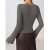 image:imageZESICA Womens 2026 Fall Long Sleeve Asymmetrical Y2K Going Out TopsGrey
