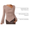 image:imageZESICA Womens 2026 Fall Long Sleeve Asymmetrical Y2K Going Out TopsLightkhaki