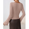image:imageZESICA Womens 2026 Fall Long Sleeve Asymmetrical Y2K Going Out TopsLightkhaki