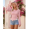 image:imageZESICA Womens 2026 Fall Long Sleeve Asymmetrical Y2K Going Out TopsPink