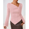 image:imageZESICA Womens 2026 Fall Long Sleeve Asymmetrical Y2K Going Out TopsPink