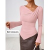 image:imageZESICA Womens 2026 Fall Long Sleeve Asymmetrical Y2K Going Out TopsPink