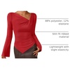 image:imageZESICA Womens 2026 Fall Long Sleeve Asymmetrical Y2K Going Out TopsRed