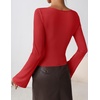 image:imageZESICA Womens 2026 Fall Long Sleeve Asymmetrical Y2K Going Out TopsRed