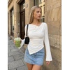 image:imageZESICA Womens 2026 Fall Long Sleeve Asymmetrical Y2K Going Out TopsWhite