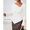 image:imageZESICA Womens 2026 Fall Long Sleeve Asymmetrical Y2K Going Out TopsWhite