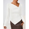 image:imageZESICA Womens 2026 Fall Long Sleeve Asymmetrical Y2K Going Out TopsWhite
