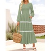 image:imageZESICA Womens 2026 Fall Long Sleeve Casual Maxi DressesPea Green