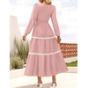 image:imageZESICA Womens 2026 Fall Long Sleeve Casual Maxi DressesPink