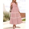 image:imageZESICA Womens 2026 Fall Long Sleeve Casual Maxi DressesPink