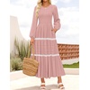 image:imageZESICA Womens 2026 Fall Long Sleeve Casual Maxi DressesPink