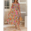 image:imageZESICA Womens 2026 Summer Boho Floral Ruffle Maxi DressGreygreen