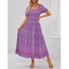 image:imageZESICA Womens 2026 Summer Boho Floral Ruffle Maxi DressPurple