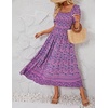 image:imageZESICA Womens 2026 Summer Boho Floral Ruffle Maxi DressPurple