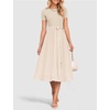 image:imageZESICA Womens 2026 Summer Short Sleeve Knit Midi DressesApricot