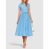 image:imageZESICA Womens 2026 Summer Short Sleeve Knit Midi DressesLightblue