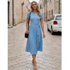 image:imageZESICA Womens 2026 Summer Short Sleeve Knit Midi DressesLightblue