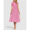 image:imageZESICA Womens 2026 Summer Short Sleeve Knit Midi DressesPink