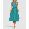image:imageZESICA Womens 2026 Summer Short Sleeve Knit Midi DressesTurquoise