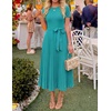 image:imageZESICA Womens 2026 Summer Short Sleeve Knit Midi DressesTurquoise