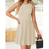 image:imageZESICA Womens 2026 Summer Sleeveless Pleated Mini DressAlmond