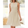 image:imageZESICA Womens 2026 Summer Sleeveless Pleated Mini DressAlmond