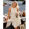 image:imageZESICA Womens 2026 Summer Sleeveless Pleated Mini DressAlmond