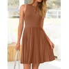 image:imageZESICA Womens 2026 Summer Sleeveless Pleated Mini DressCaramel