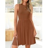 image:imageZESICA Womens 2026 Summer Sleeveless Pleated Mini DressCaramel