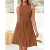image:imageZESICA Womens 2026 Summer Sleeveless Pleated Mini DressCaramel